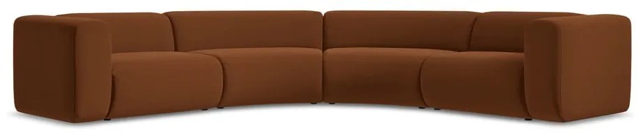Оранжев/кафяв кадифен ъглов диван Ekahi – Makamii