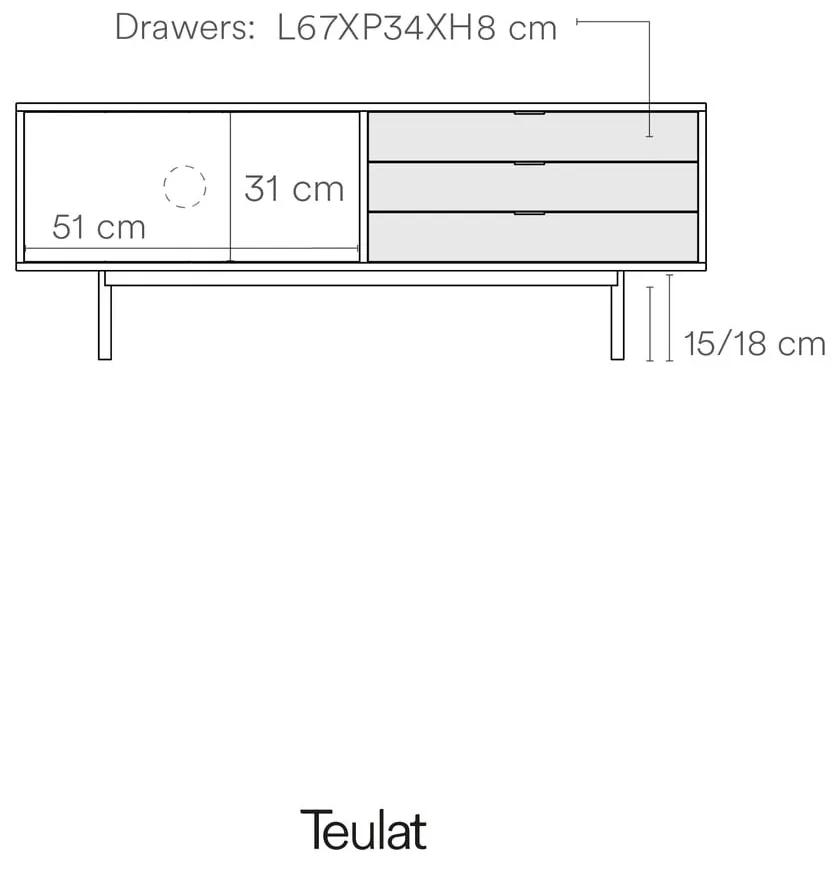 Черна маса за телевизор от дъб 140x52 cm Sierra - Teulat