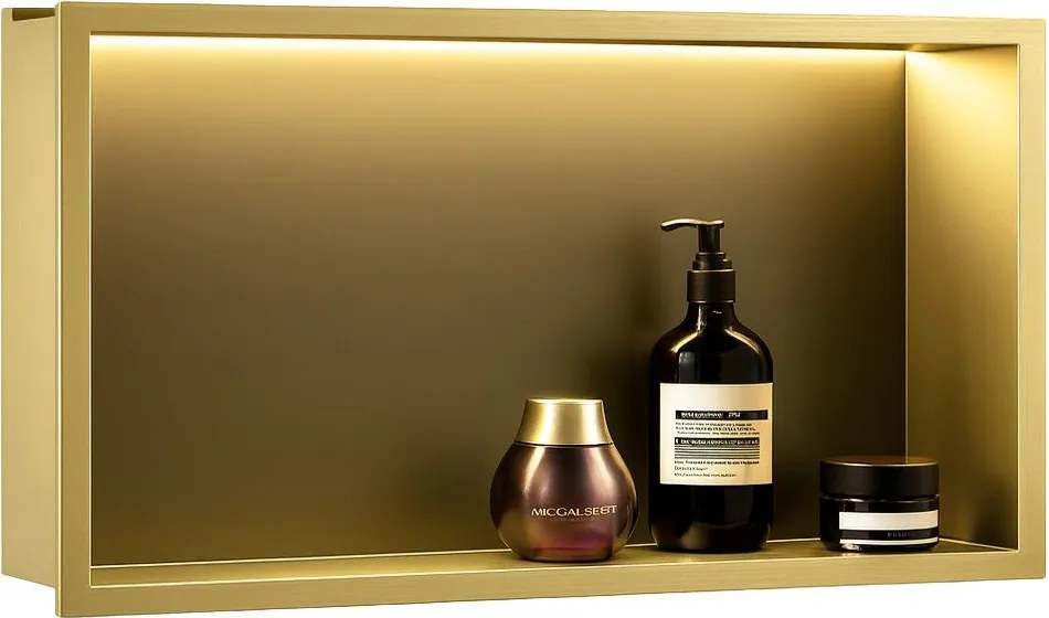 Вграден рафт за баня LED 30x60 brush gold