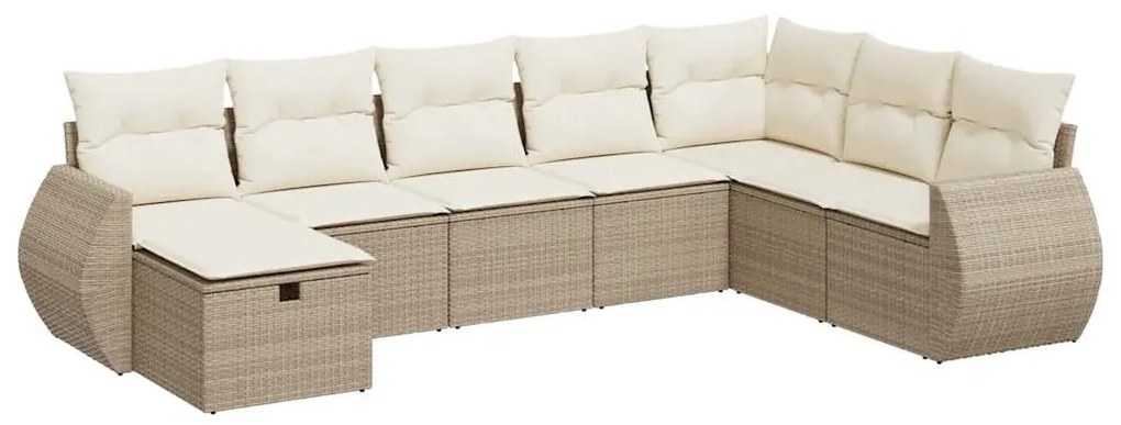 3325634 vidaXL Градински диван с възглавници, 8 части, бежов полиратан