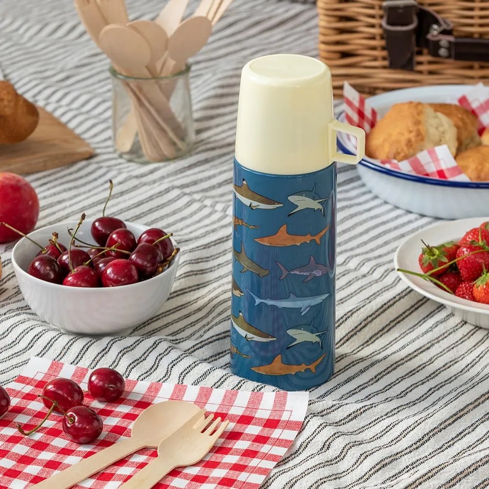 Син детски термос 350 ml Sharks – Rex London
