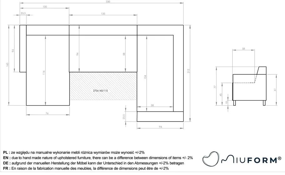 Бежов разтегателен/с място за съхранение ъглов диван (десен ъгъл/U форма) Classy Sophie – Miuform