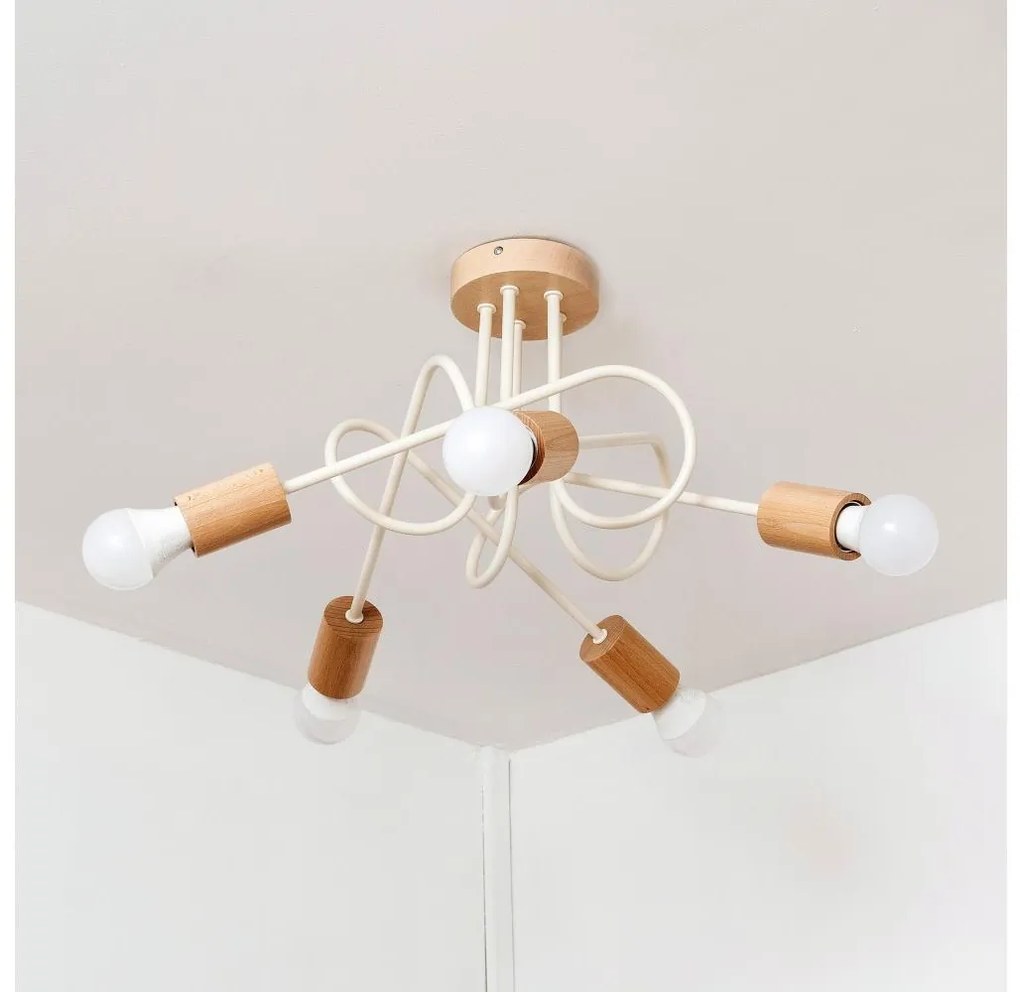 Плафонен полилей OXFORD 5xE27/15W/230V, цвят бор/кремав