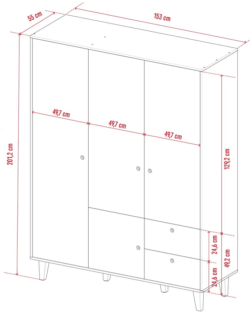 Гардероб Concept Трикрилен-розов