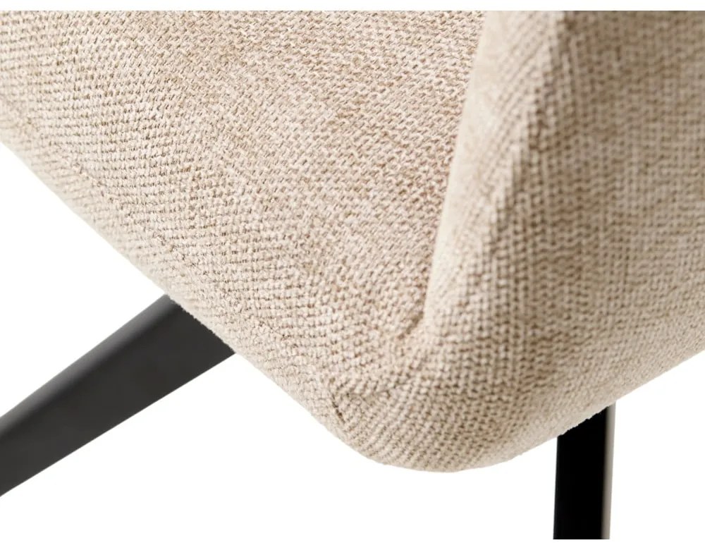 Кремав тапициран трапезен стол с подлакътници Roxana – Unique Furniture