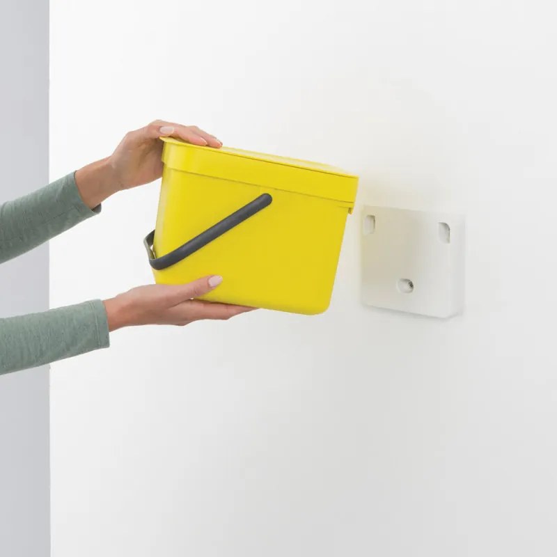 Кош за разделно събиране на боклук Brabantia Sort&Go 648974, 6 л, Дръжка, Възможност за стенен монтаж, Тъмносив