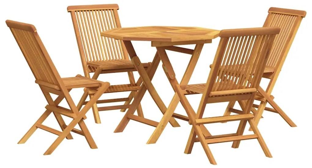 3059581 vidaXL Градински трапезен комплект, 5 части, тиково дърво масив
