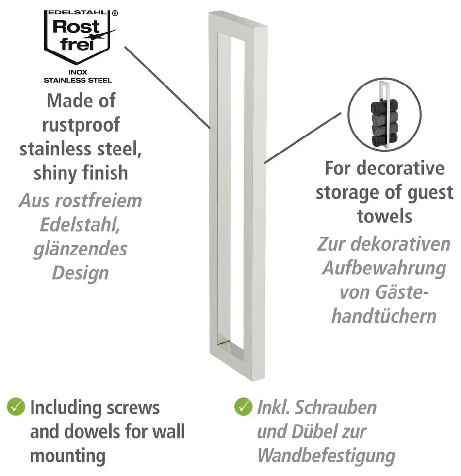 Държач за кърпи от неръждаема стомана, монтиран на стената Reitani - Wenko