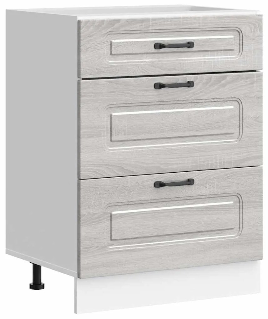 854285 vidaXL Кухненски шкаф, "Kalmar", сив сонома, инженерно дърво