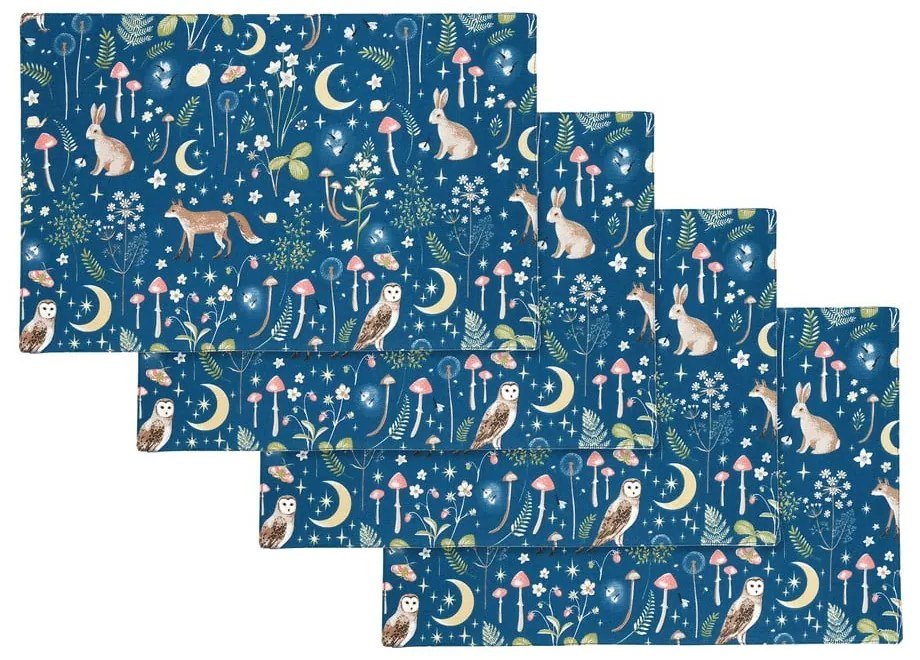 Памучни подложки за хранене в комплект от 4 бр. 30x46 cm Enchanted Twilight Animals – Catherine Lansfield