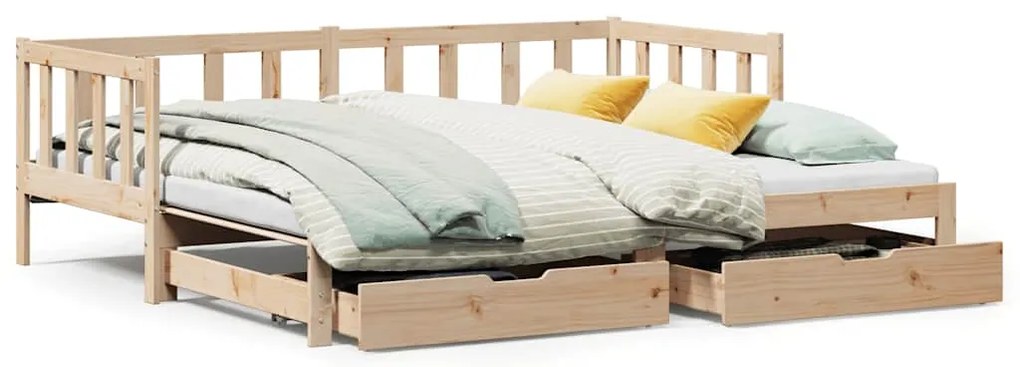 3302193 vidaXL Дневно легло с уширение и чекмеджета, без матрак, 90x190 см