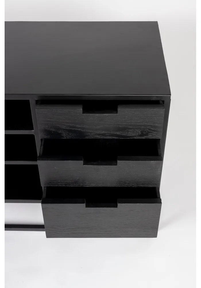 Черна ратанова маса за телевизор 38x55 cm Guuji - White Label