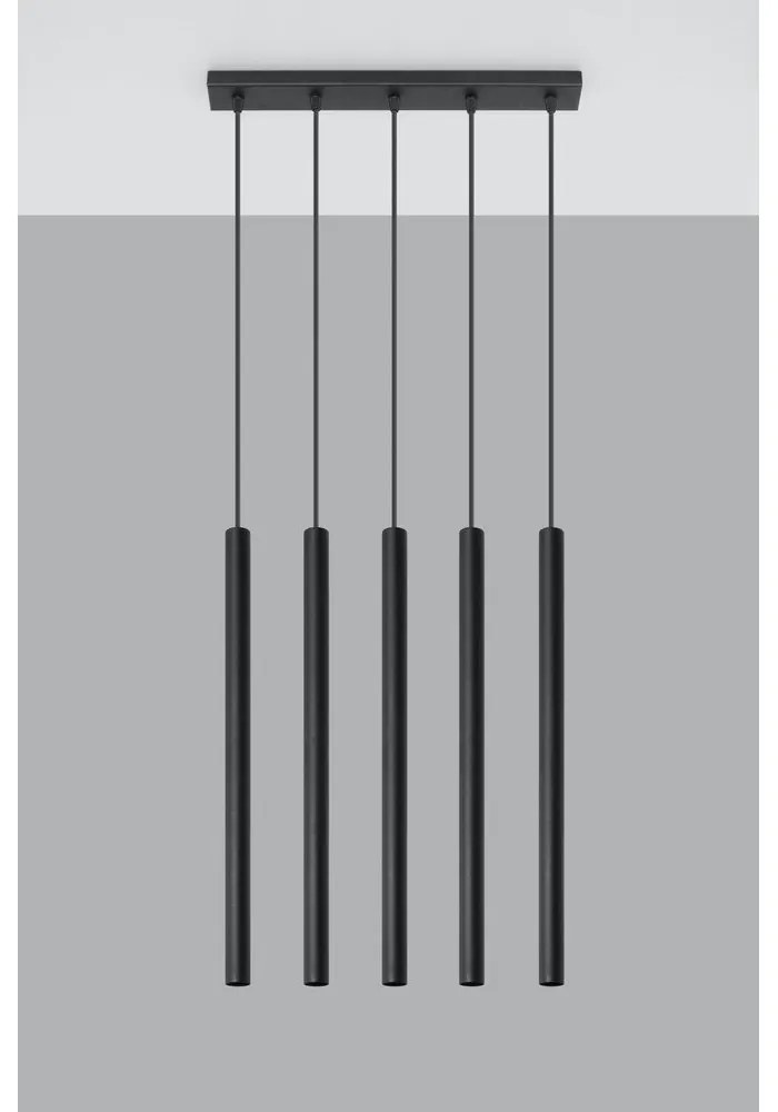 Черна висяща лампа , дължина 45 cm Fideus - Sollux