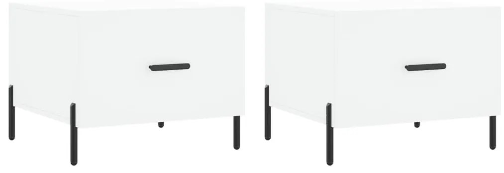 829413 vidaXL Кафе маси, 2 бр, бели, 50x50x40 см, инженерно дърво