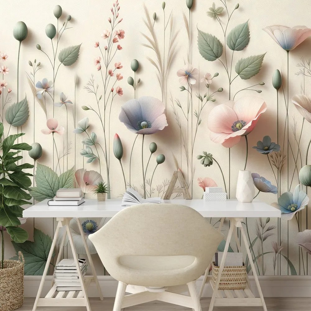 Тапет – Пастелни полски цветя