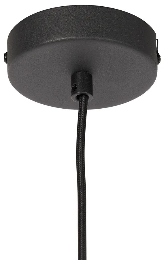 Висяща лампа в стил Арт Деко черна с опушено стъкло - Flore