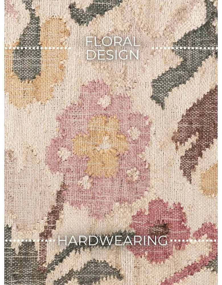 Кремава ръчно изработена ютена пътека 80x200 cm Roya Violette – Elle Decoration