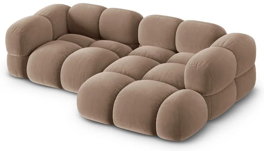 Кафяв кадифен ъглов диван (десен ъгъл) Loretto – Cosmopolitan Design