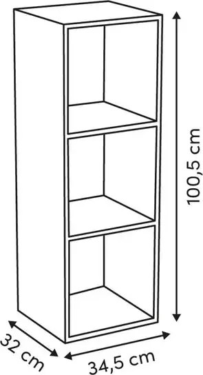 Рафт 5five Mix'n Modul, 3 отделения, MDF, 35x32x101 cm - Сив