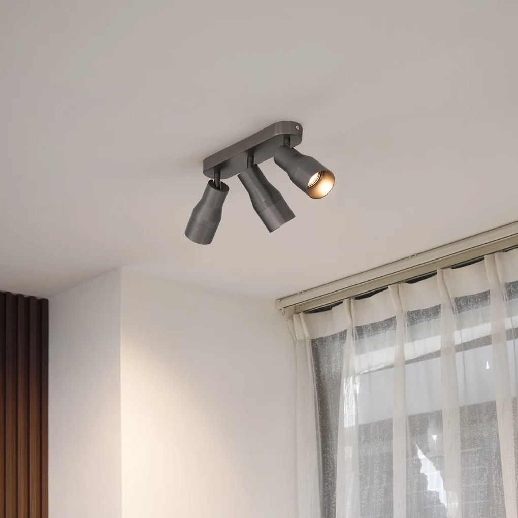 Кръгъл таванен прожектор тъмно сив GU10 50mm 3-светлинен - Stanley