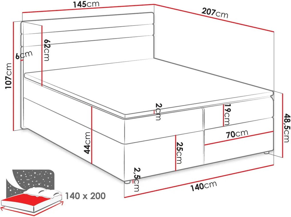 Тапицирано легло Modena-Anthraki-Mauro-140 x 200