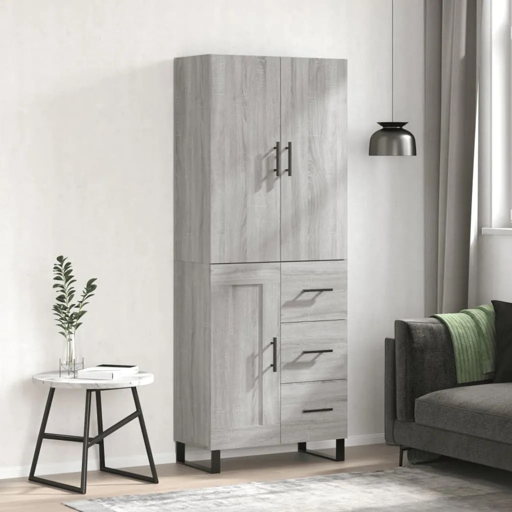 3196041 vidaXL Висок шкаф, сив сонома, 69,5x34x180 см, инженерно дърво