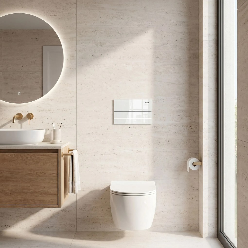 Комплект Структура за Вграждане за WC Slim 024N с Бутон T White Glass