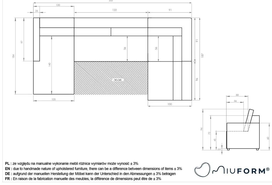 Светлокафяв разтегателен модулен ъглов диван с място за съхранение (десен ъгъл) Lulu – Miuform