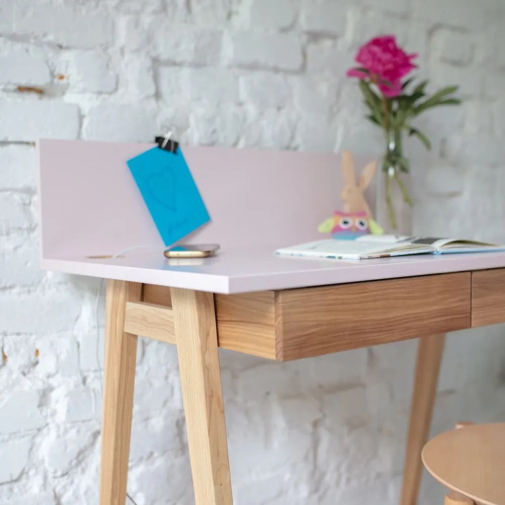 Сиво бюро с основа от ясенова дървесина, дължина 85 cm Luka - Ragaba