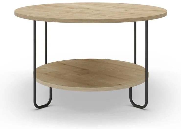 Кръгла масичка за кафе с дъбов плот в естествен цвят ø 80 cm Tonka - Marckeric