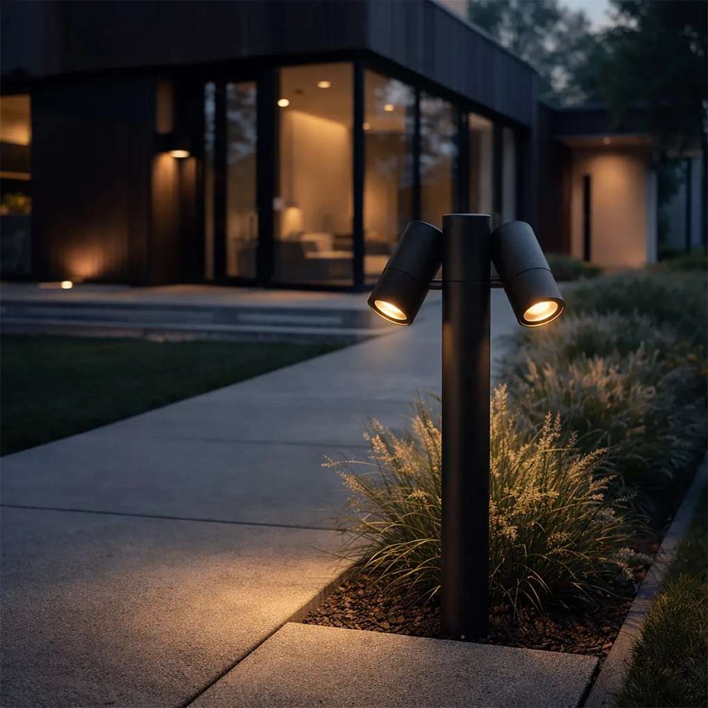 Свободностояща външна лампа черна 50 см 2-светлина регулируема - Duo