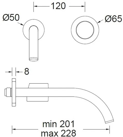 Кран мивка стена Eletta Tecno-Inox