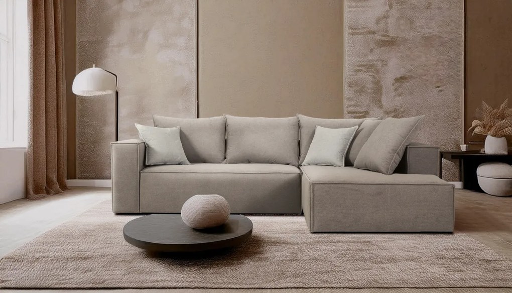 Ъглов диван Opalin-Сиво тъмно-Дясно