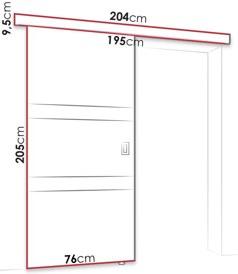 Плъзгаща се врата Lumba-Begge-Дължина: 76 cm