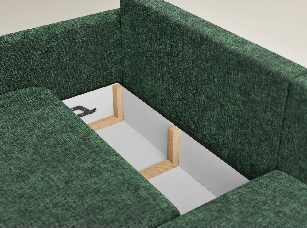 Тъмнозелен шенилов сгъваем/с място за съхранение ъглов диван (десен ъгъл) Leon – Maison de Rêve