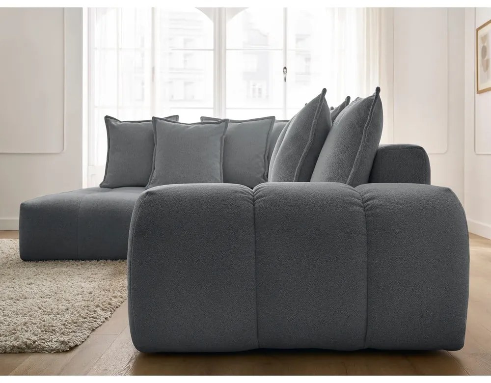 Тъмносив шенилов сгъваем/с място за съхранение ъглов диван (ляв ъгъл/L форма) Everest – Bobochic Paris