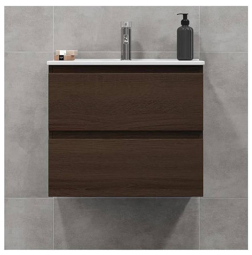 Шкаф за баня с мивка KENWOOD 61 см, цвят орех