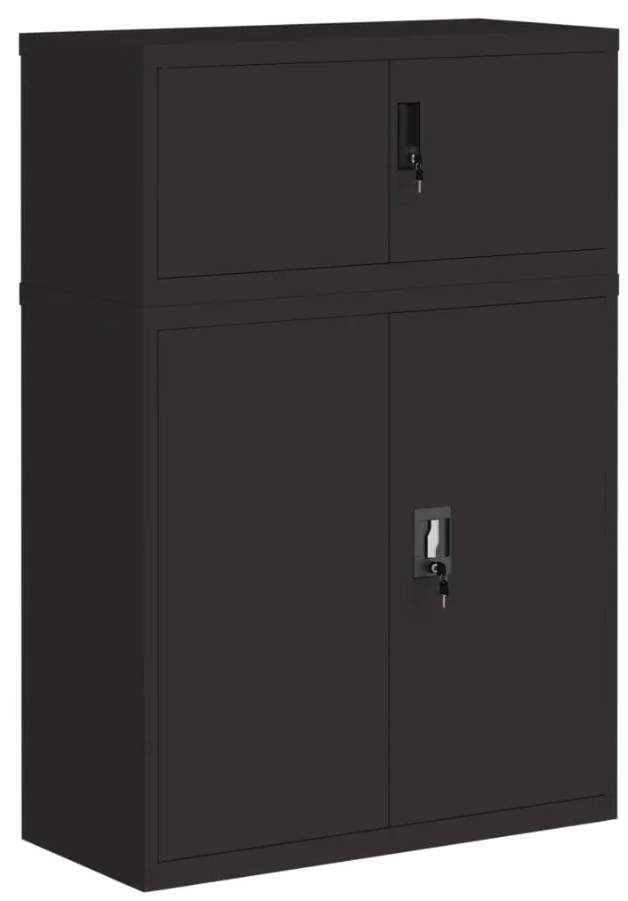 3188323 vidaXL Шкаф за папки черен 90x40x130 см стомана