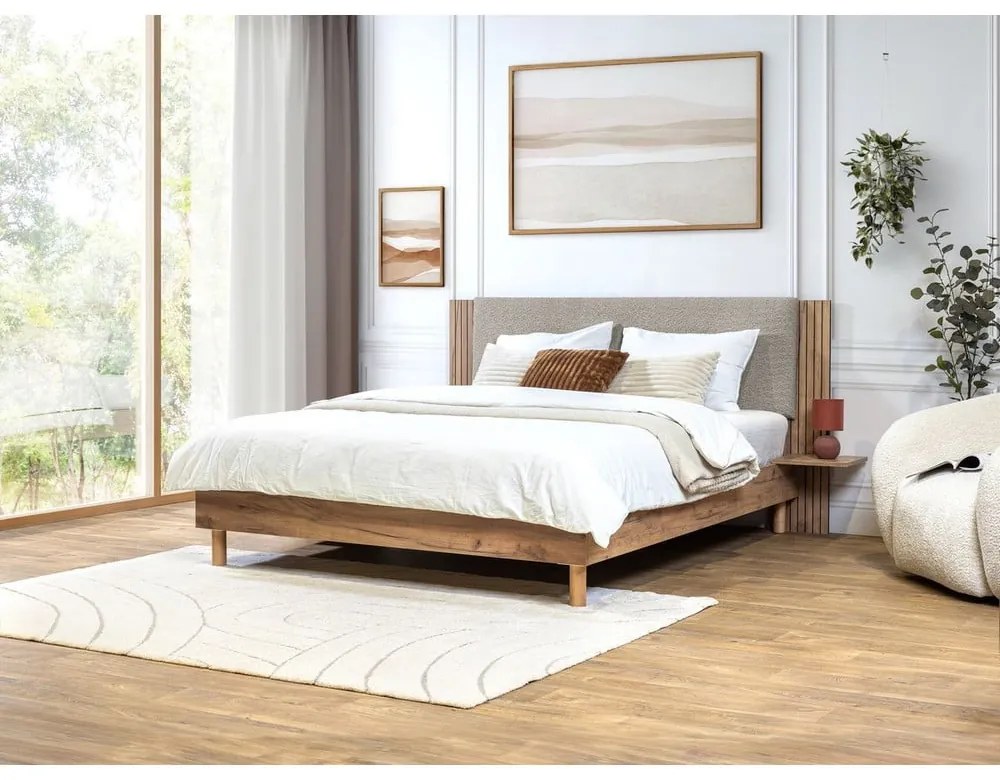 Светлосиво двойно легло с включена подматрачна рамка 140x190 cm Lior – Bobochic Paris