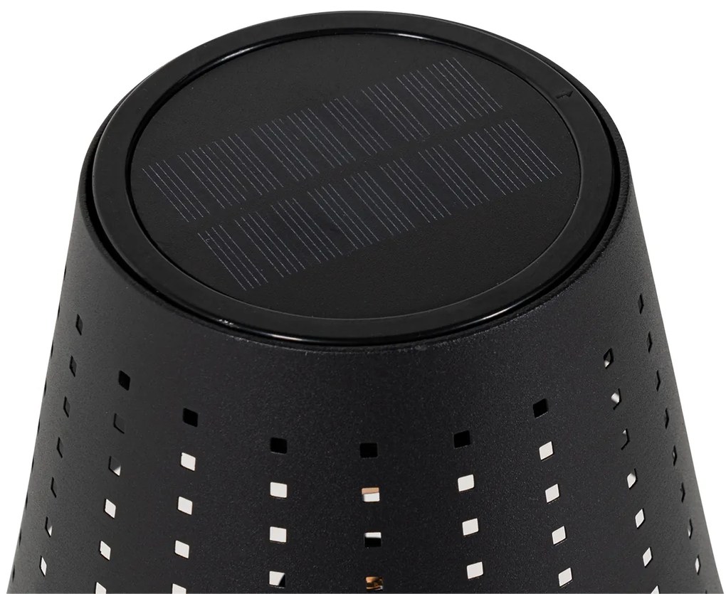 Комплект от 2 настолни лампи черни с LED 3-степенна димираща презареждаща и слънчева - Ferre