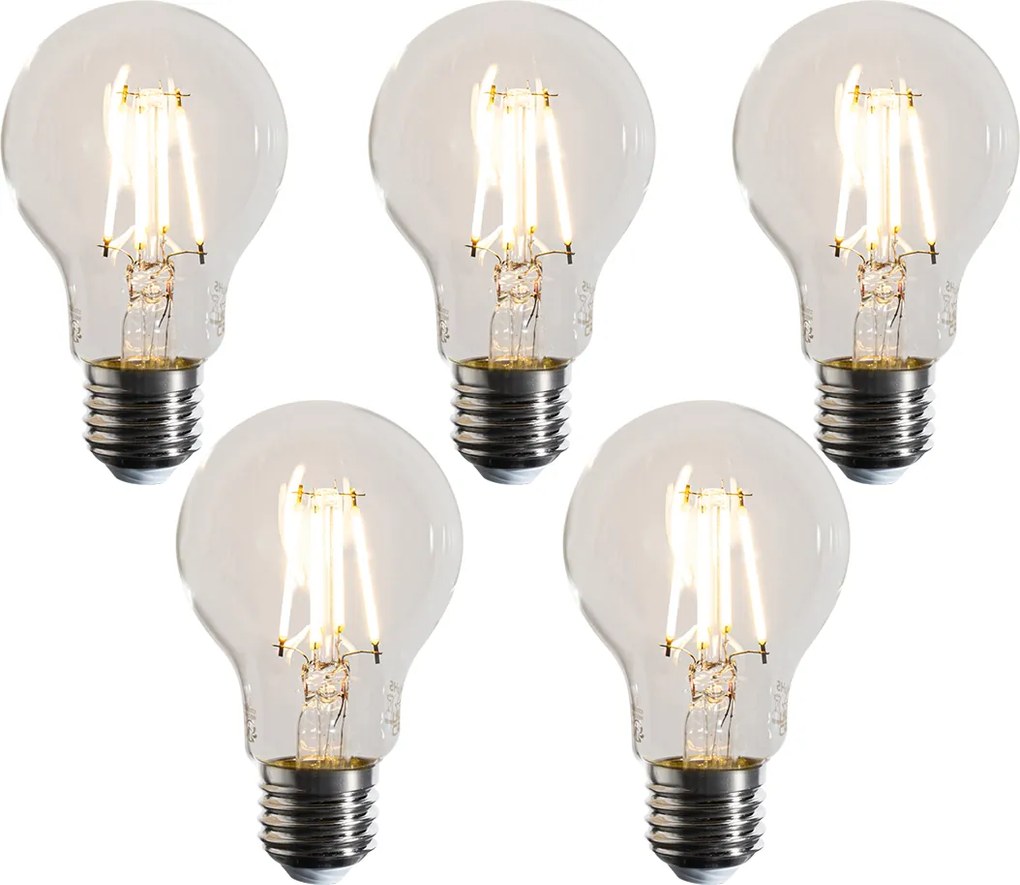 Комплект от 5 E27 димируеми LED крушки Прозрачни A60 4.5W 500 lm 2700K