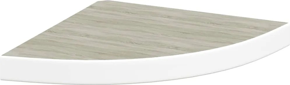 326639 vidaXL Стенен ъглов рафт, дъб и бяло, 35x35x3,8 см, МДФ