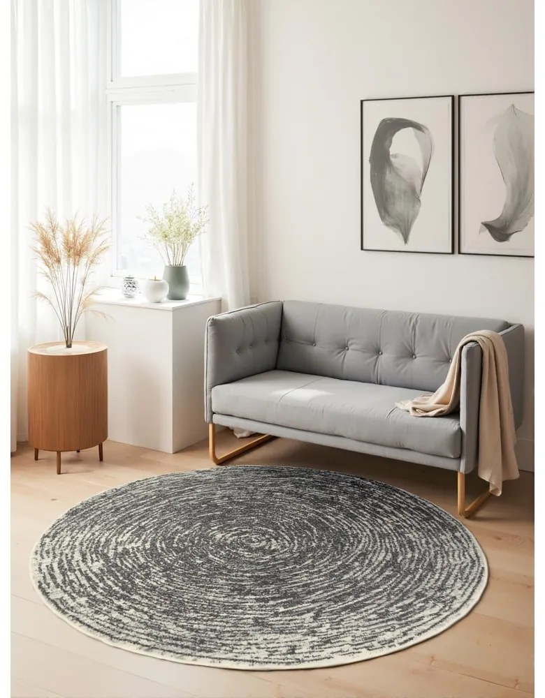 Сиво-кремав кръгъл килим ø 120 cm Gloria Cavallo – Hanse Home