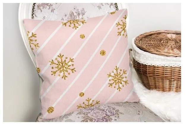 Коледна калъфка за възглавница Златни снежинки, 42 x 42 cm - Minimalist Cushion Covers