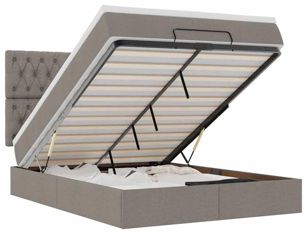 3314090 vidaXL Османска легло с матрак и LED, кафяво, 140x190 см, плат