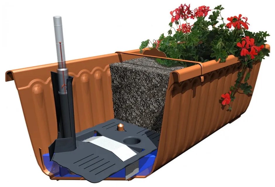 Антрацитно сива самонапояваща се саксия, дължина 80 см Siesta - Plastia