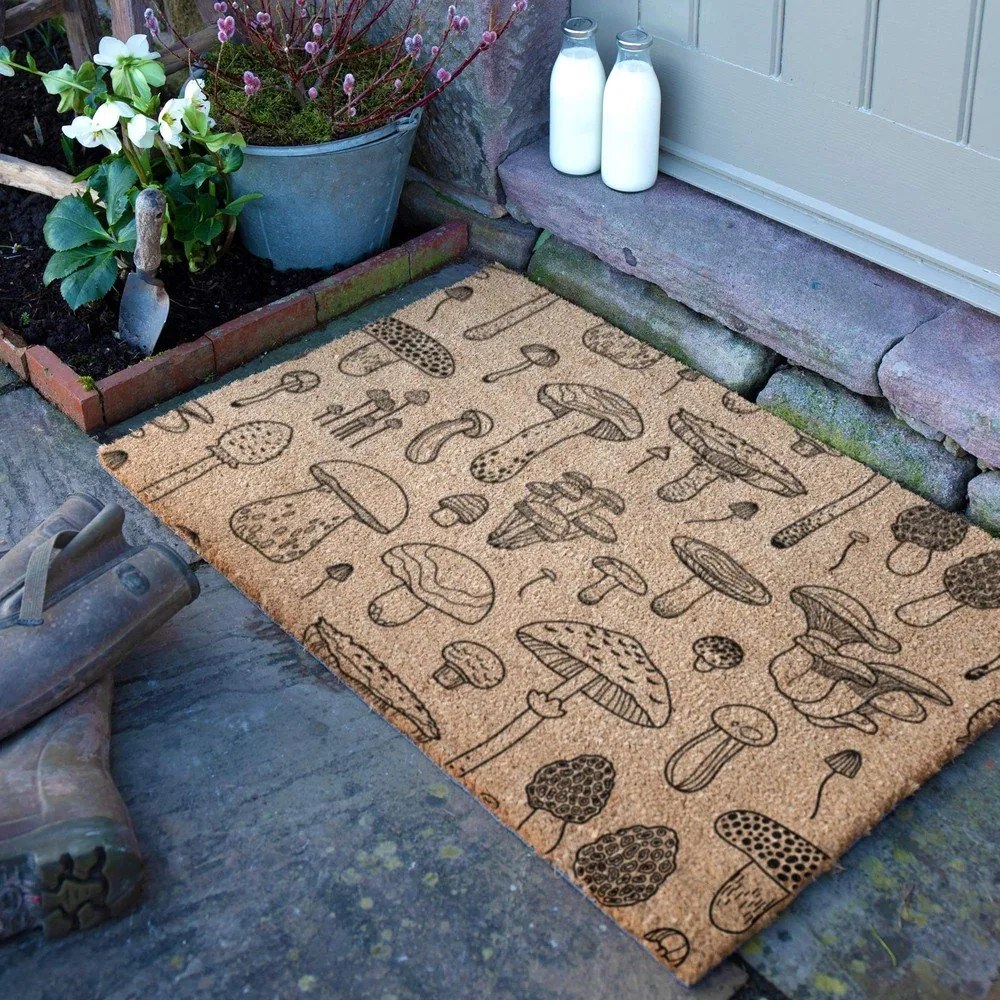 Изтривалка от кокосови влакна 60x90 cm Mushrooms – Artsy Doormats