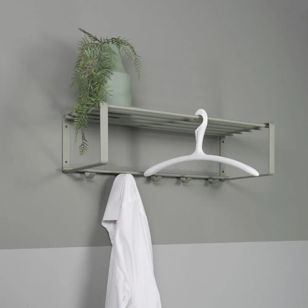 Сиво-зелена метална стенна закачалка с рафт 70 cm Rex – Spinder Design