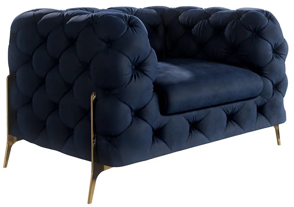 Тъмносиньо кадифено кресло Chelsea Bis – Ropez