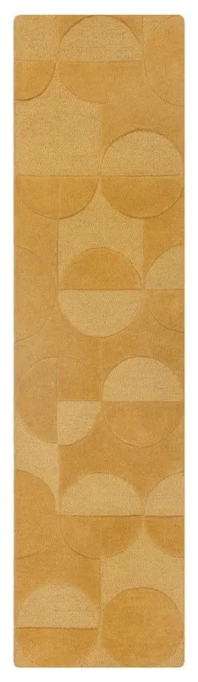 Жълт вълнен килим в цвят охра 60x230 cm Gigi - Flair Rugs